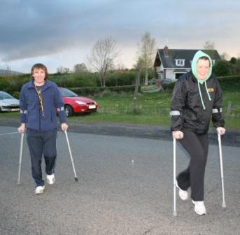 Crutches are go ! Deek and Nicola