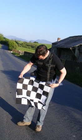 Martin with new finish flag