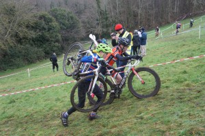 Peter dancing all the way up the hill to take 6th Junior
